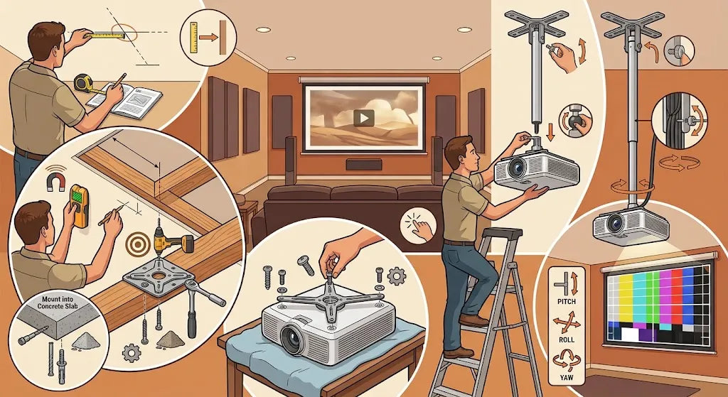 Step-by-step guide on how to mount projector to ceiling