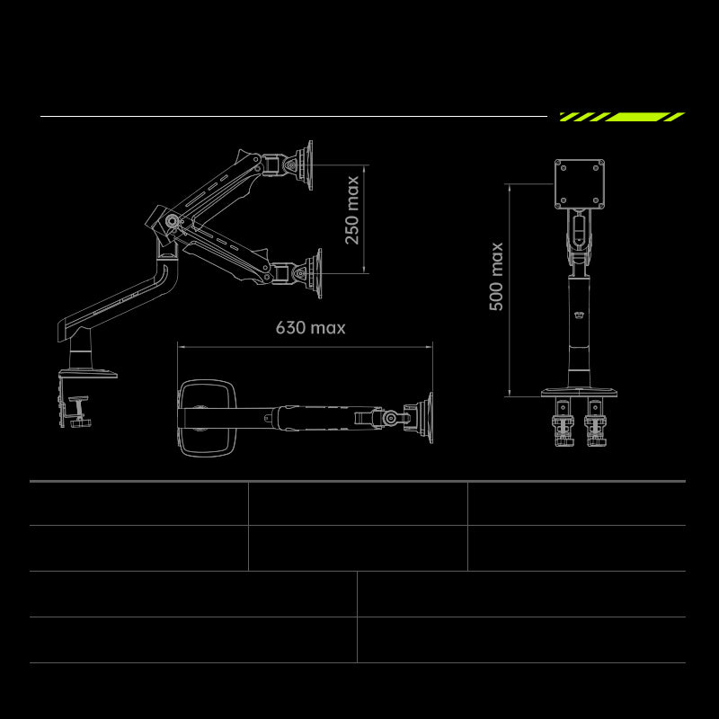 RGB LIGHT Gaming Monitor Arm for Flat/Ultrawide/Curved Mount V6