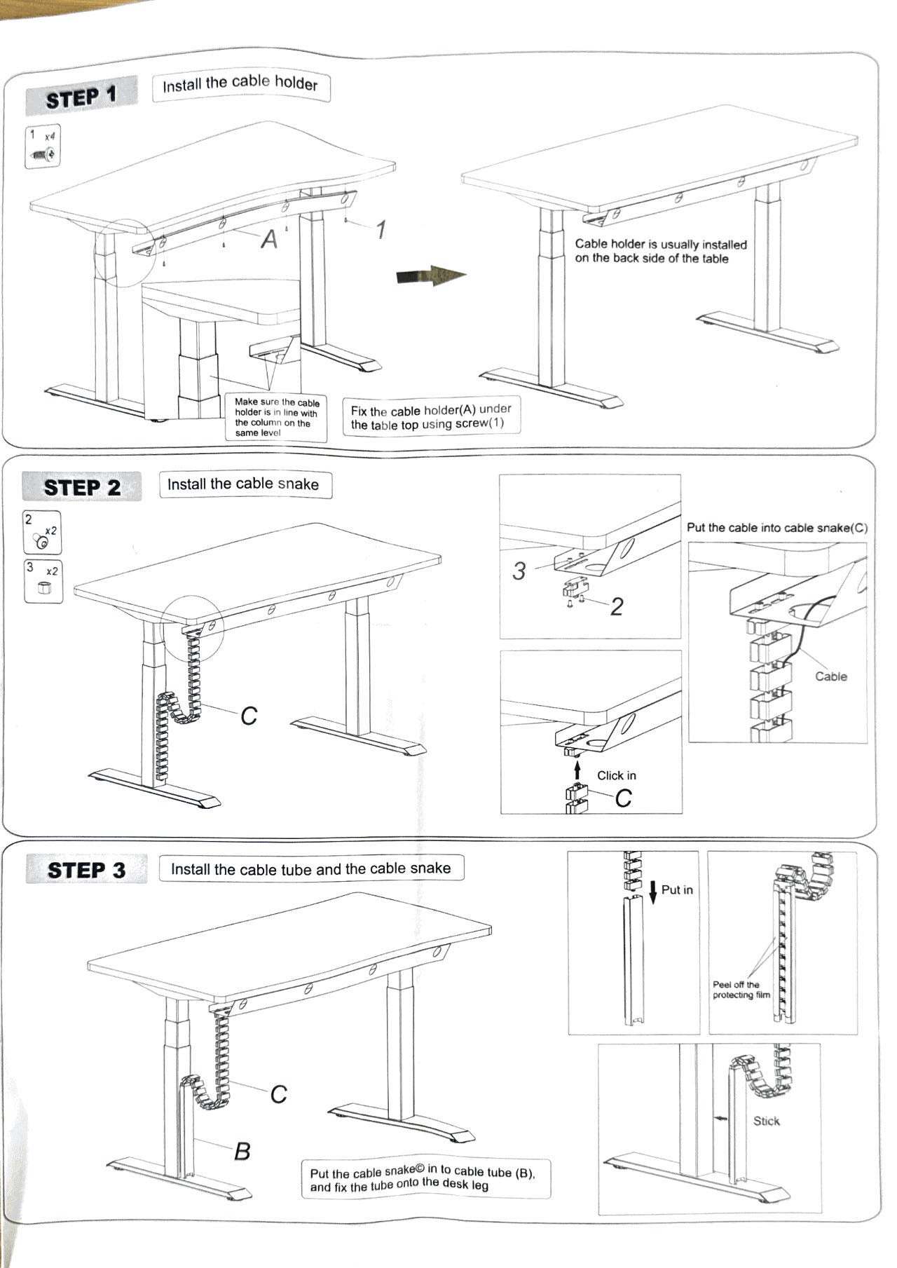 Flexi-Desk Cable Management Tray 110cm Long