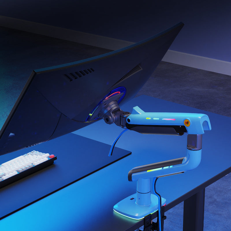 Blue RGB LIGHT Gaming Monitor Arm for Flat/Ultrawide/Curved Screen M7