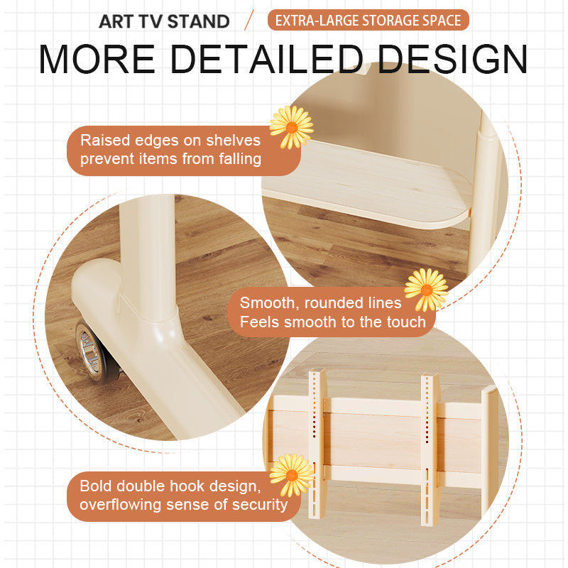 Cream Art Mobile TV Stand Trolley Mount Bracket 32-86 inch