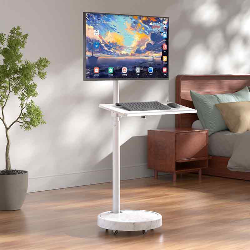 TV Monitor floor mobile stand Mount Bracket white marble base Gas Arm Shelf