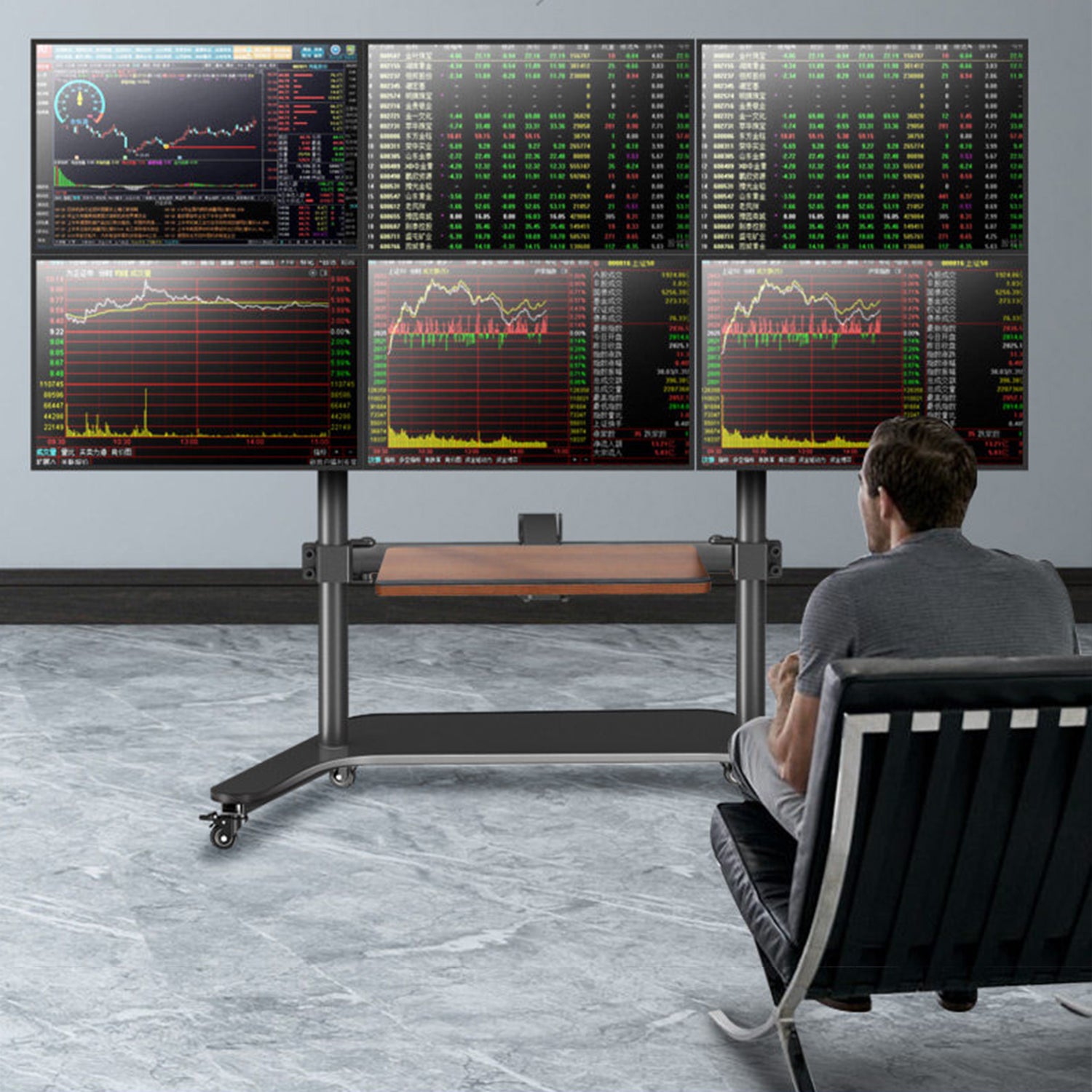 Multiple screen Stand Cart Mount Bracket trolley gas arm metal