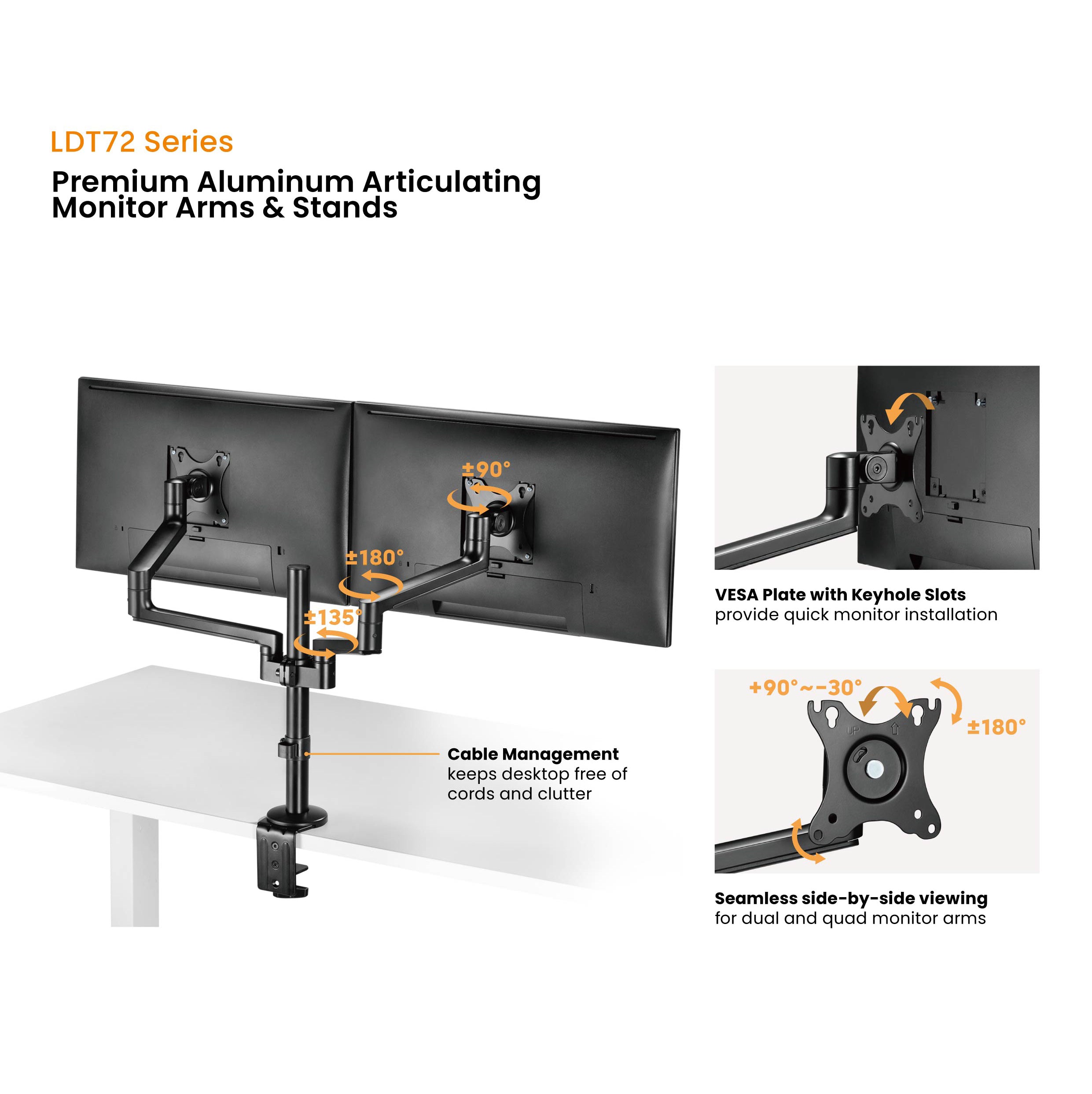 Premium Aluminum Articualting Monitor Arms Stands 4 screens