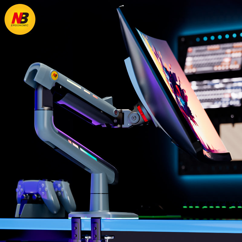 RGB LIGHT Gaming Monitor Arm for Flat/Ultrawide/Curved Mount V6