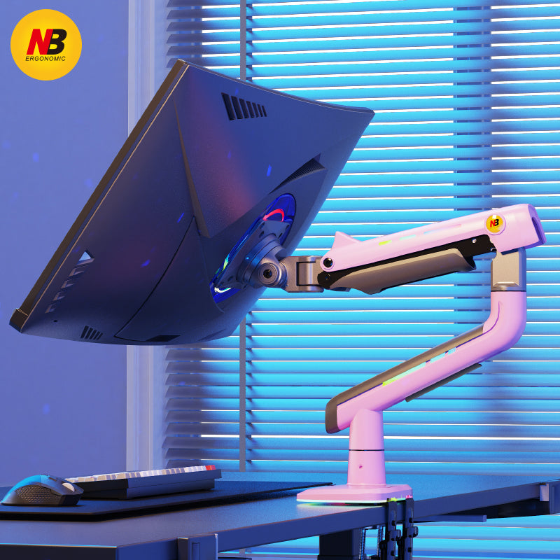 PINK RGB LIGHT Gaming Monitor Arm for Flat/Ultrawide/Curved Screen J5