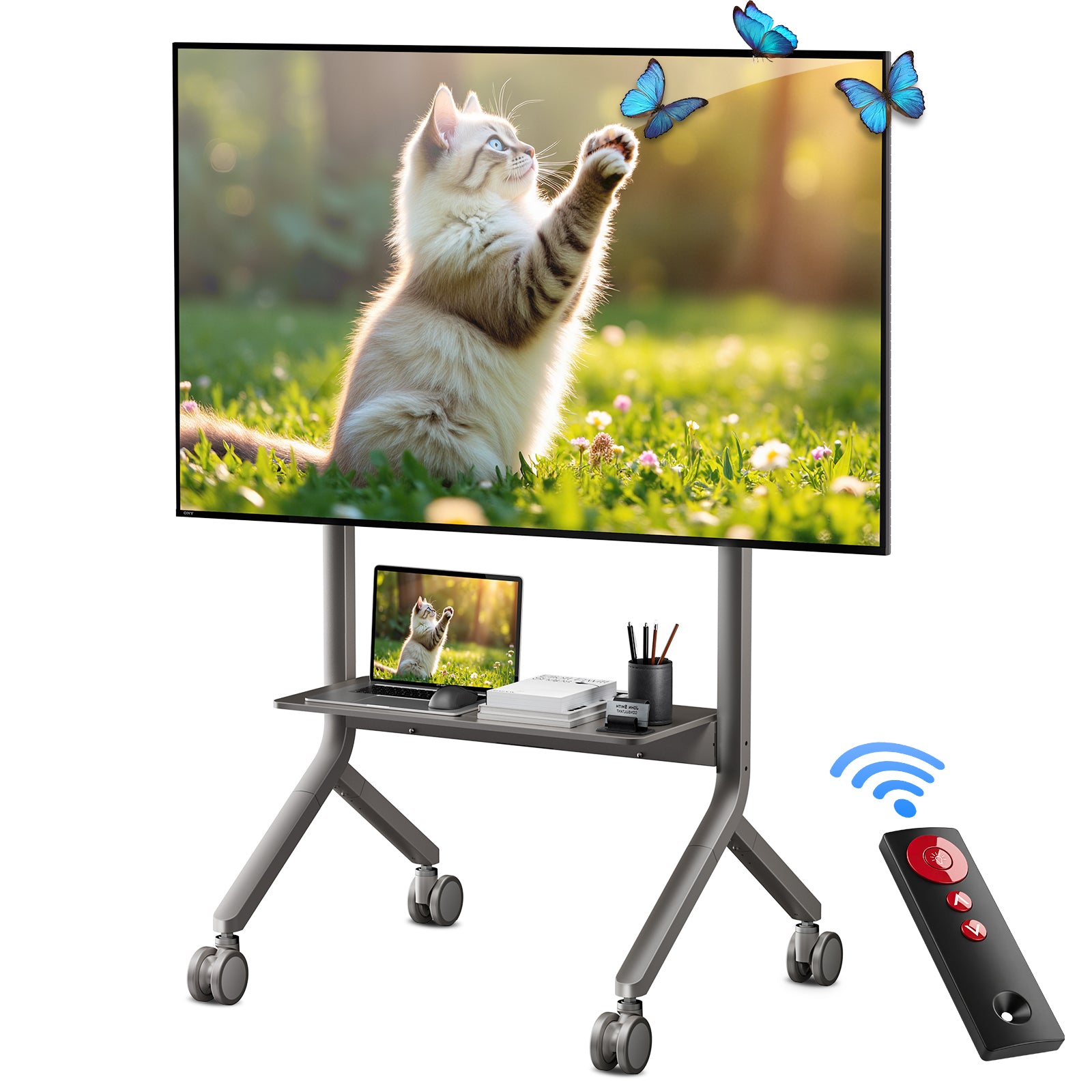 2026 NB P150 Electric Motorized Mobile TV Cart for 65-90" Screens Touch Panels