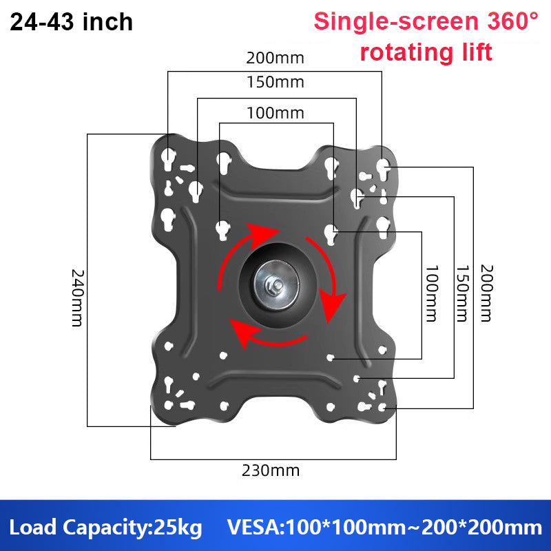 TV Monitor floor mobile stand Mount Bracket black marble base Gas Arm Shelf