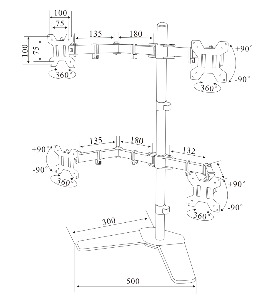 Articualting Monitor Arms Mount Stands 4 Screens 15"-33" m-07-f