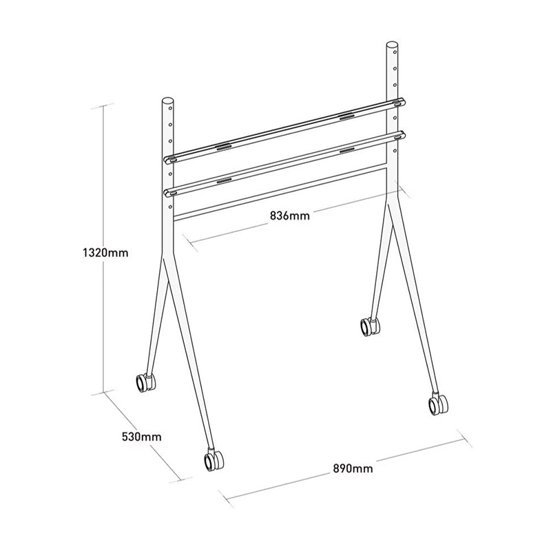 Silver Sleek Rolling TV Stand Modern TV Mount with Wheels for 45-75 Inch TVs | 8K Mirror Finish