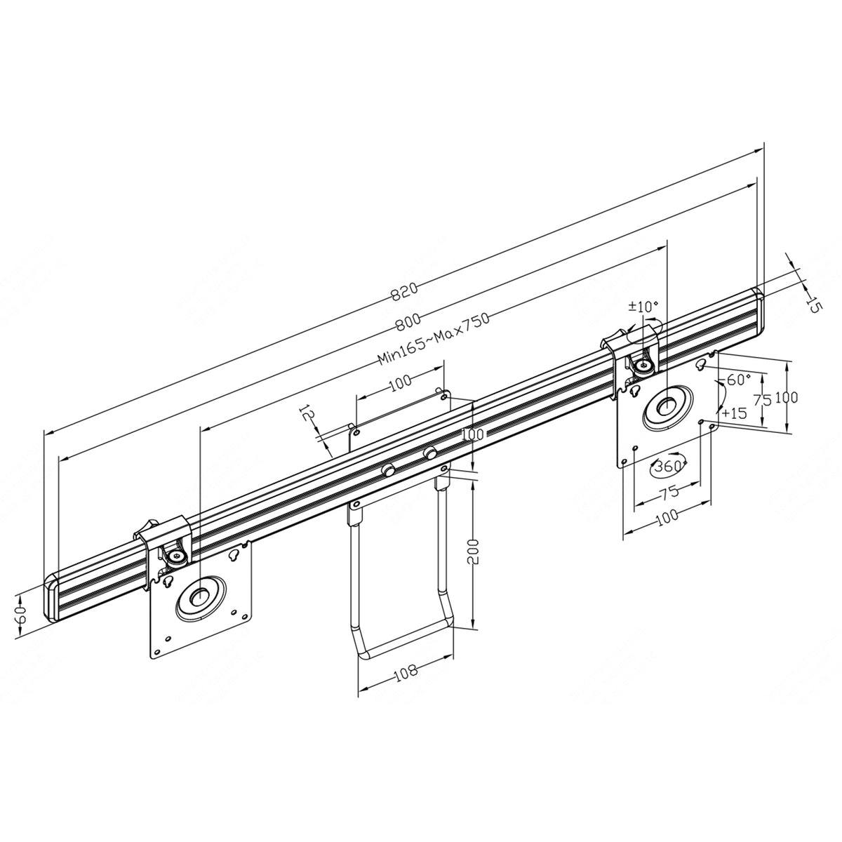 NB45 Heavy‑Duty Monitor Arm Bundle with Dual‑Monitor Cross Bar | Single to Dual Screen Desk Mount