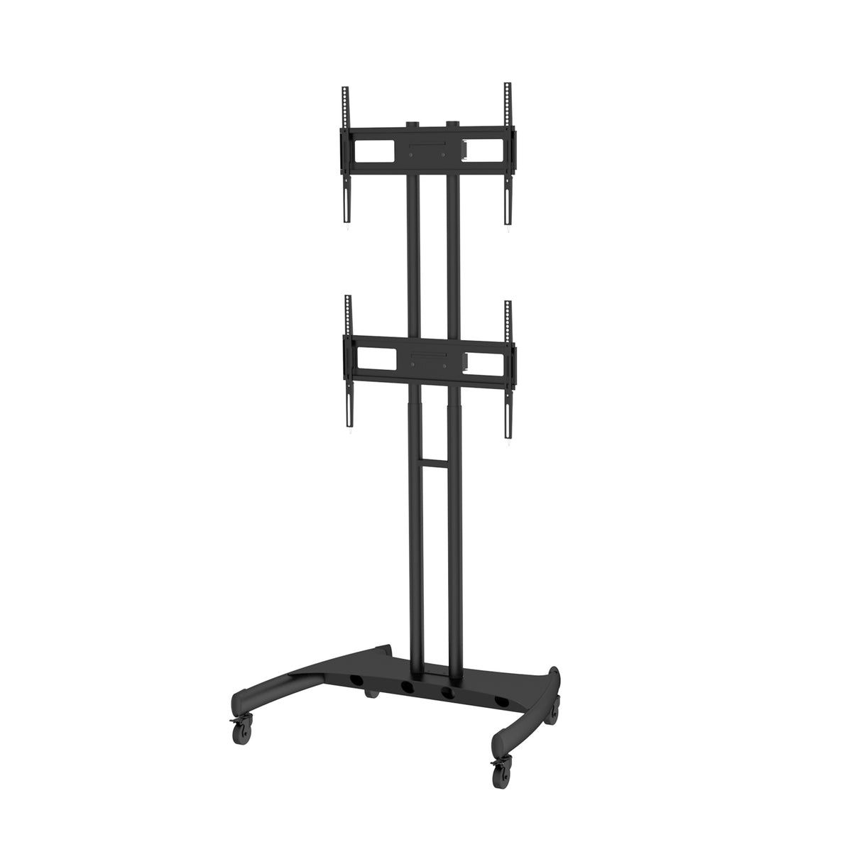Dual Stacked TV Cart Two Screens Height Adjustable Lockable Wheels MC400