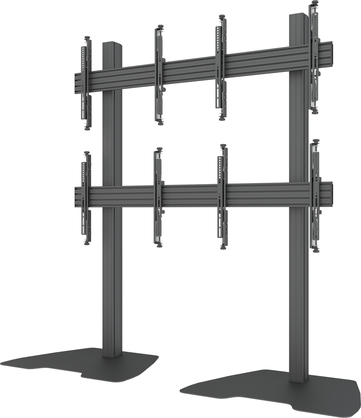 Mountech Multi-TV Floor Stand & Mobile Video Wall – 4 or 6 Screens with Base Plate