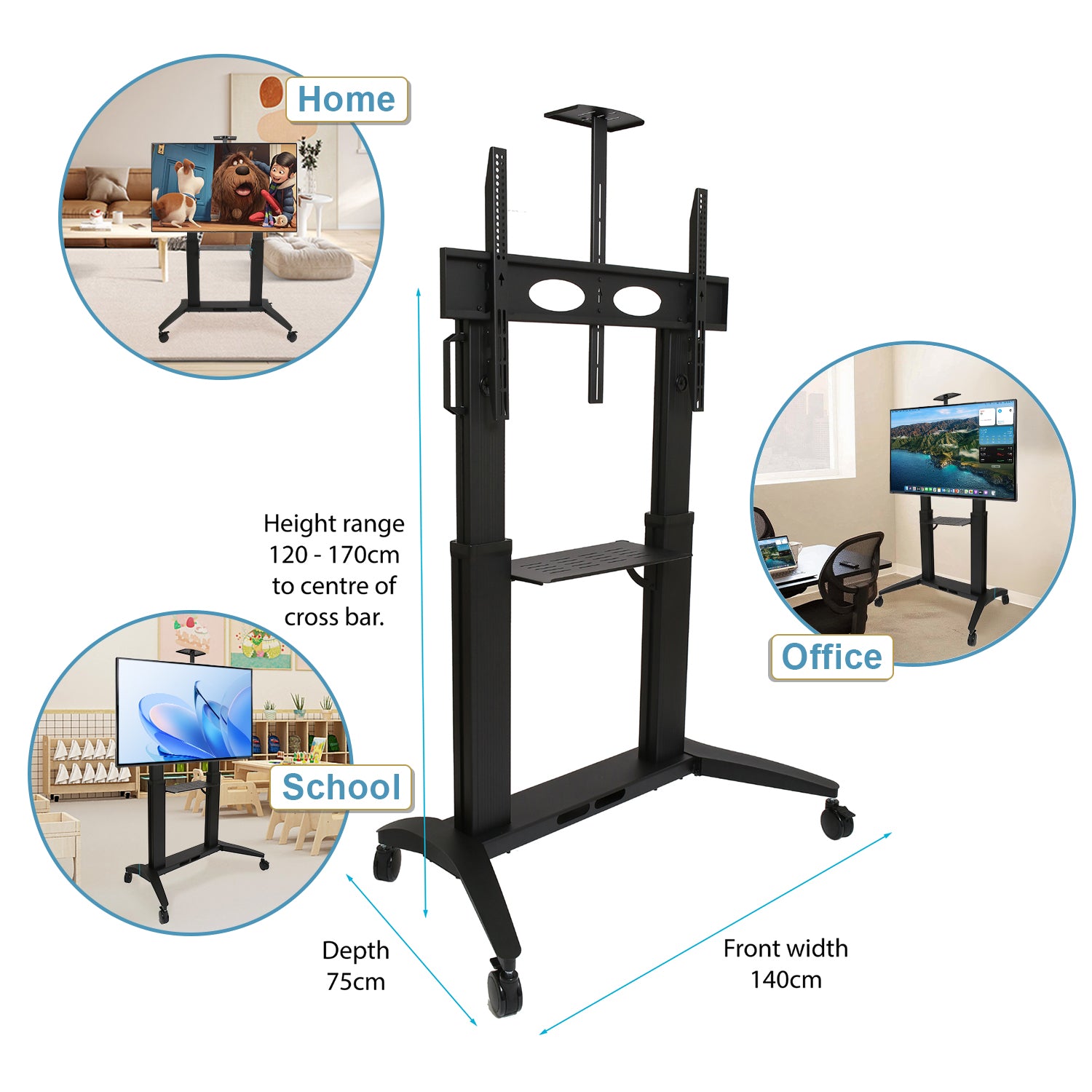 NEW Heavy Duty Mobile TV Stand MT-100 Premium strength stand - Black