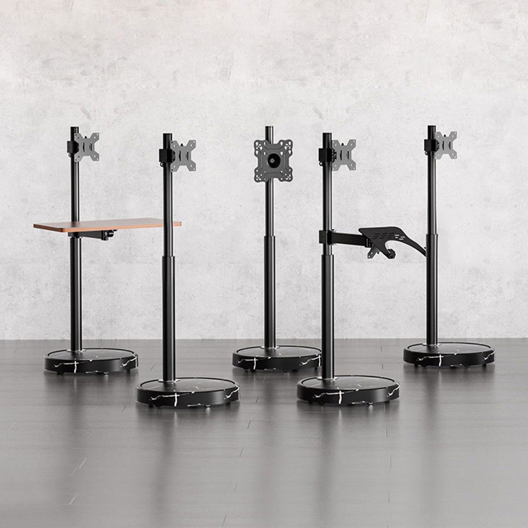 TV Monitor floor mobile stand black marble base-vesa 100 floor stand