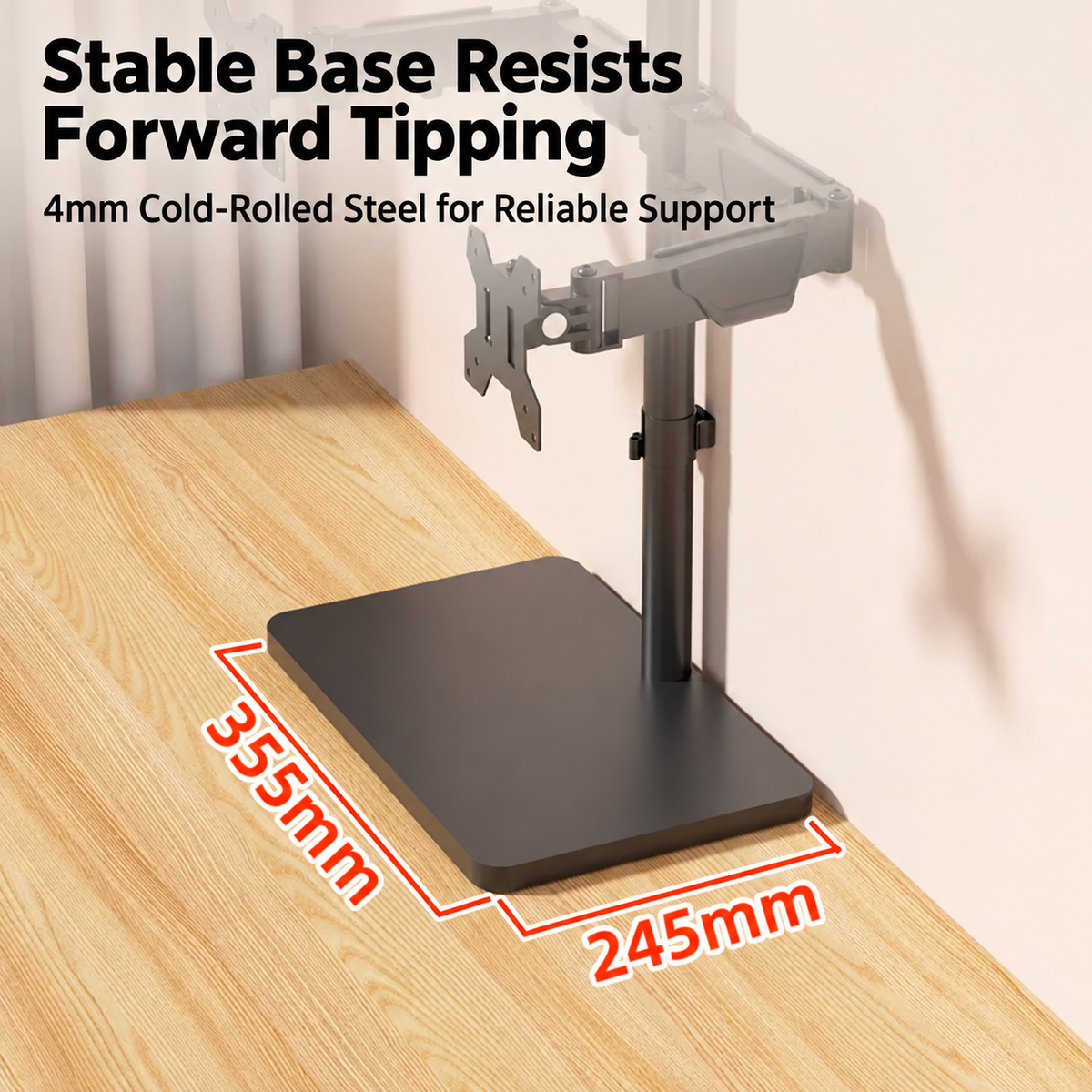 Dual Monitor Stand with Base | Free Standing Monitor Arm for 17-34" Screens