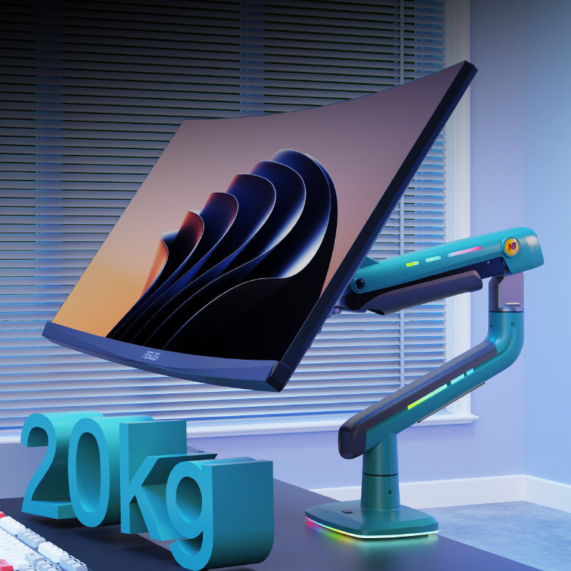 GREEN RGB LIGHT Gaming Monitor Arm for Flat/Ultrawide/Curved Mount k5