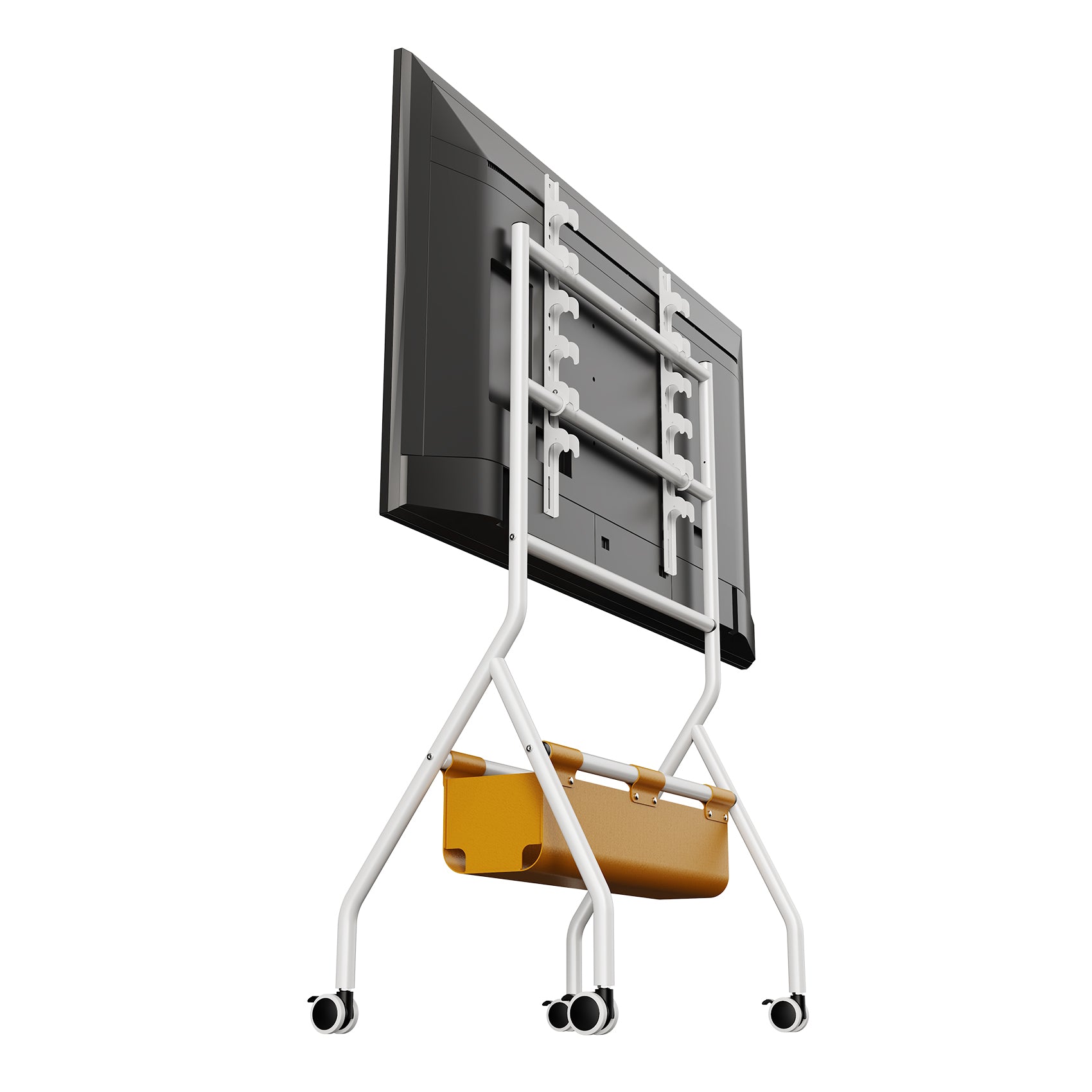 Mobile TV Stand with Wheels & Storage Basket Adjustable Height Floor Mount for 32-75 Inch TVs ystc-07