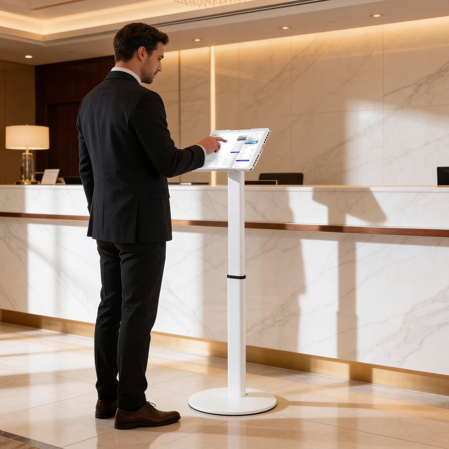 Mountech IPAD TABLET Security Floor Stand Tilt Rotate 70-120CM HEIGHT ipa7
