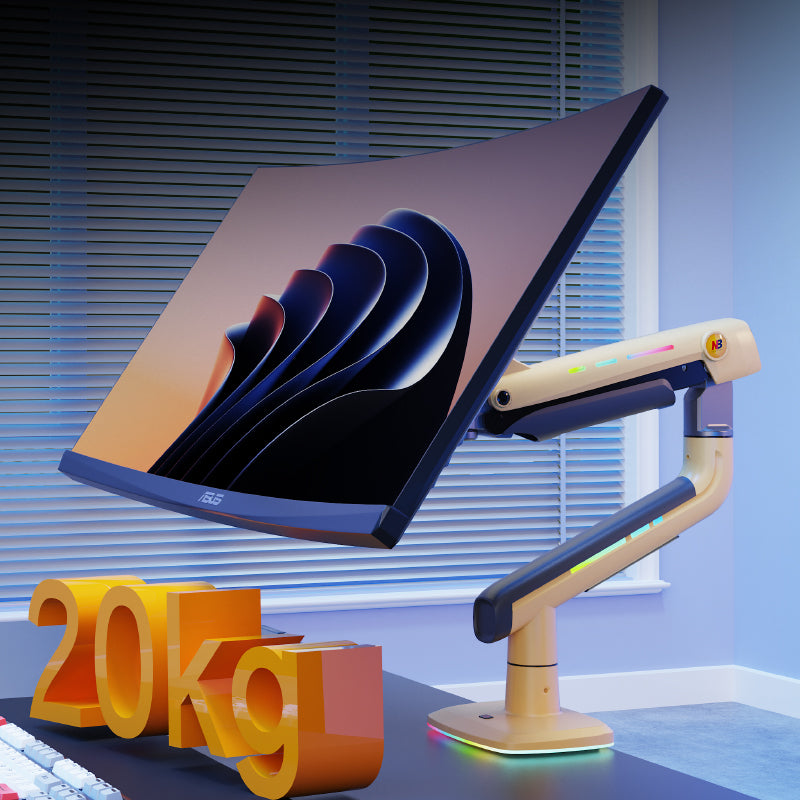 Yellow RGB LIGHT Gaming Monitor Arm for Flat/Ultrawide/Curved Screen D7