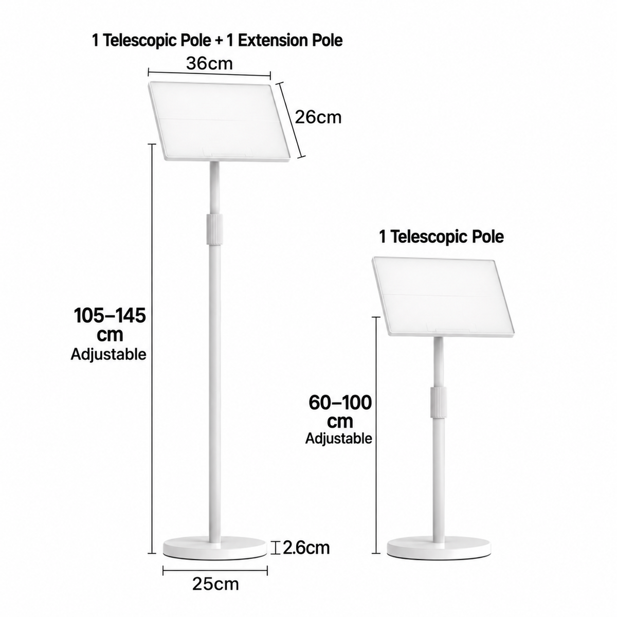Adjustable Height Floor Tablet Stand, Multi-Purpose Laptop Book Music Stand with Heavy Base, Sit & Use Freestanding Reading Holder