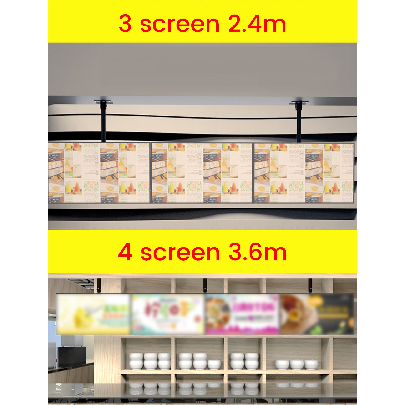 Heavy duty 3-4 screens ceiling mount menu board