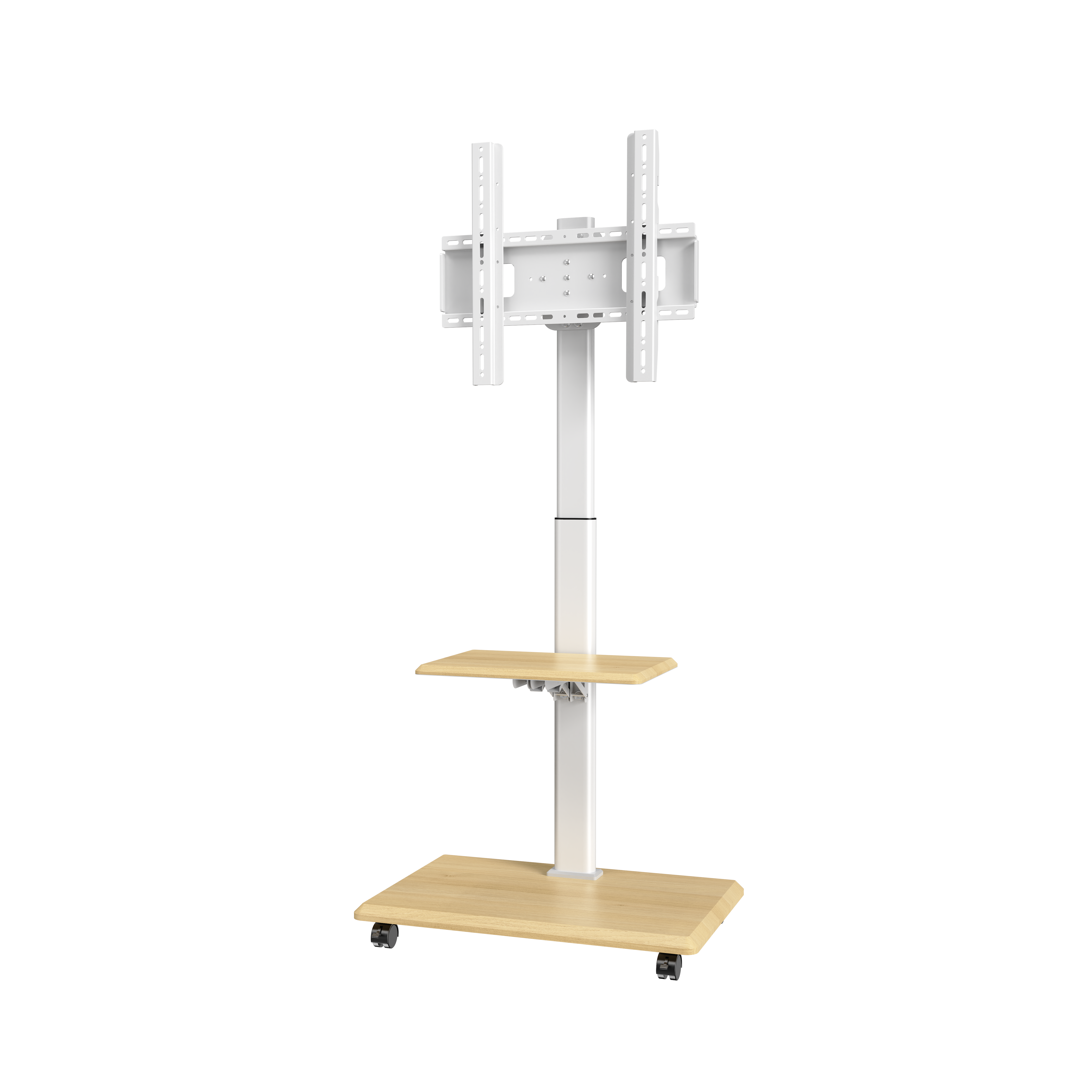 Floor TV Cart with Shelf | Swivel, Height Adjustable, Fits 26-65 Inch TVs, 40kg Capacity XZZDTP-05G