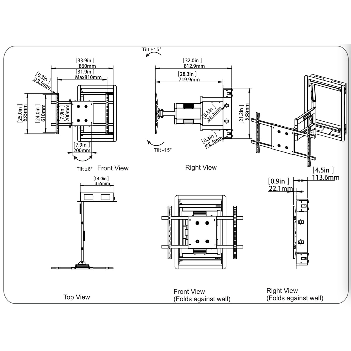 In‑Wall Recessed Full Motion TV Bracket Fits 42‑90" Screens Heavy‑Duty 61kg eta