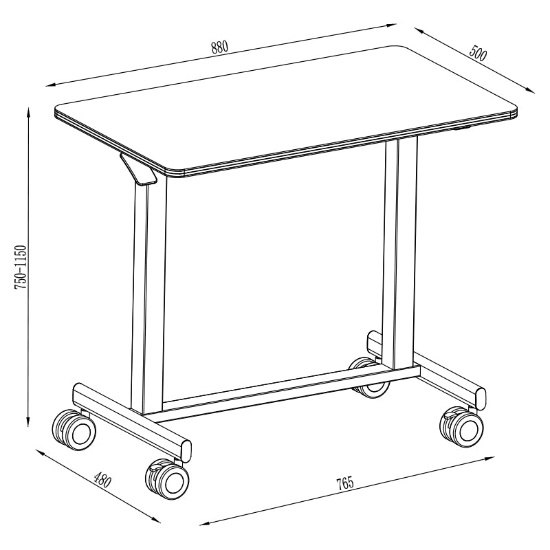 ONLINE Mobile WHEELY Sit Stand Desk Work Station 880X500MM FC101ww