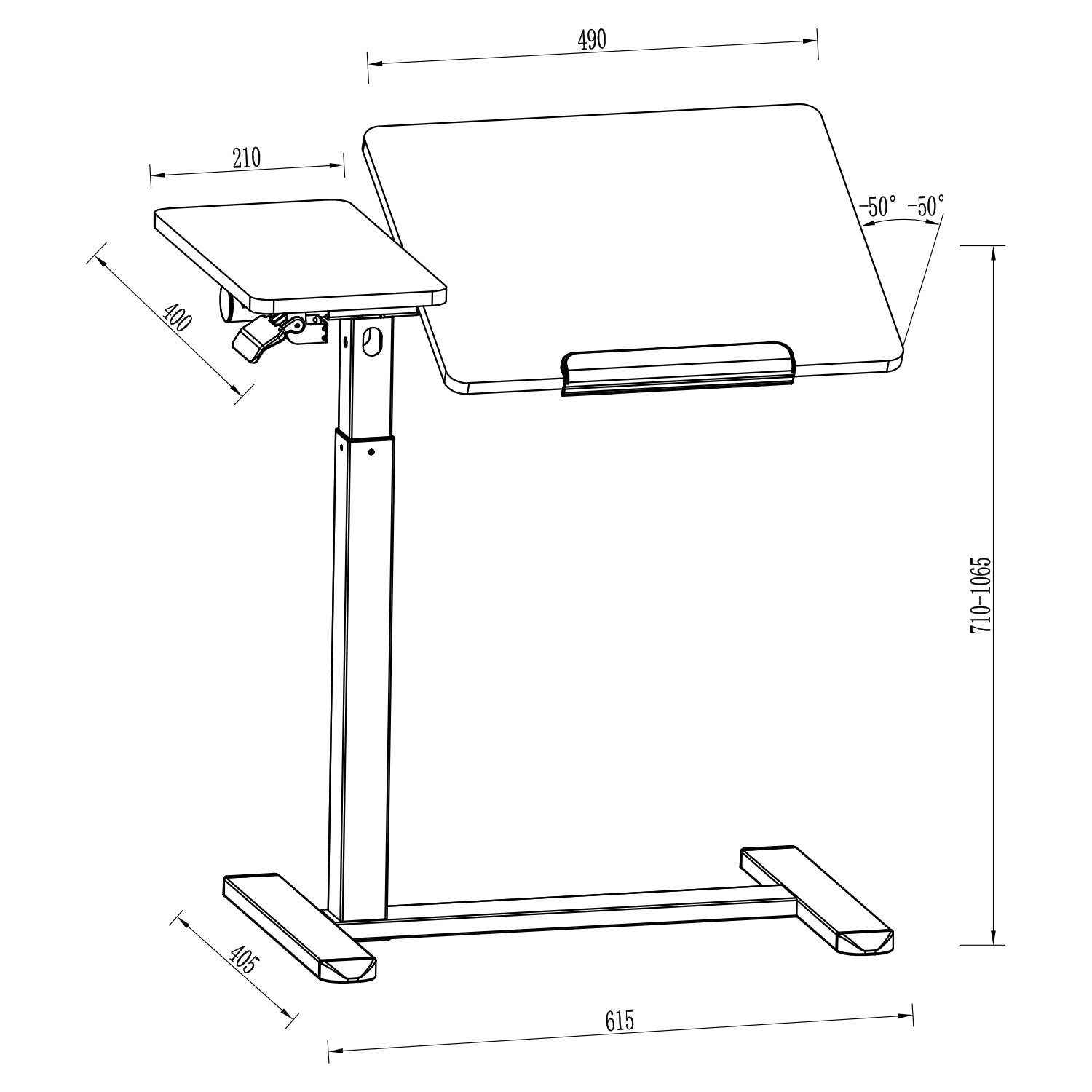 Gku Adjustable Height Overbed Side Table | Tilting Split Laptop Desk with Cup Holder, Mobile Sofa Standing Desk FA127 White