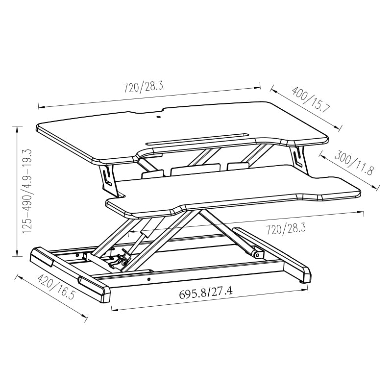 Sit Stand Desk Adjustable Riser Ergonomic Work Station 720x400mm GSD66HC-28M