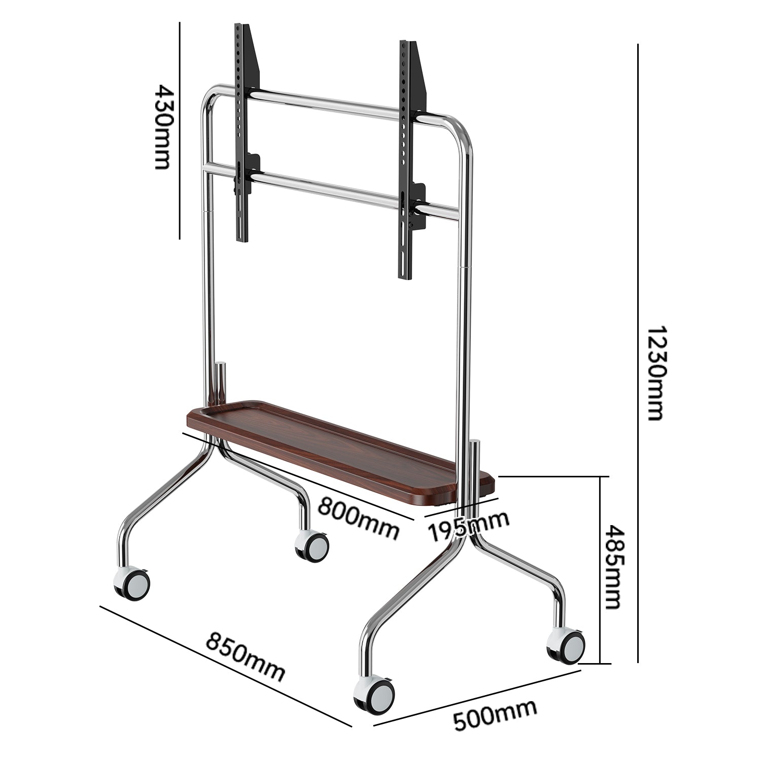 Studio One TV TROLLEY stand Mount Bracket Stainless Steel with Shelf 32 to 65 inch