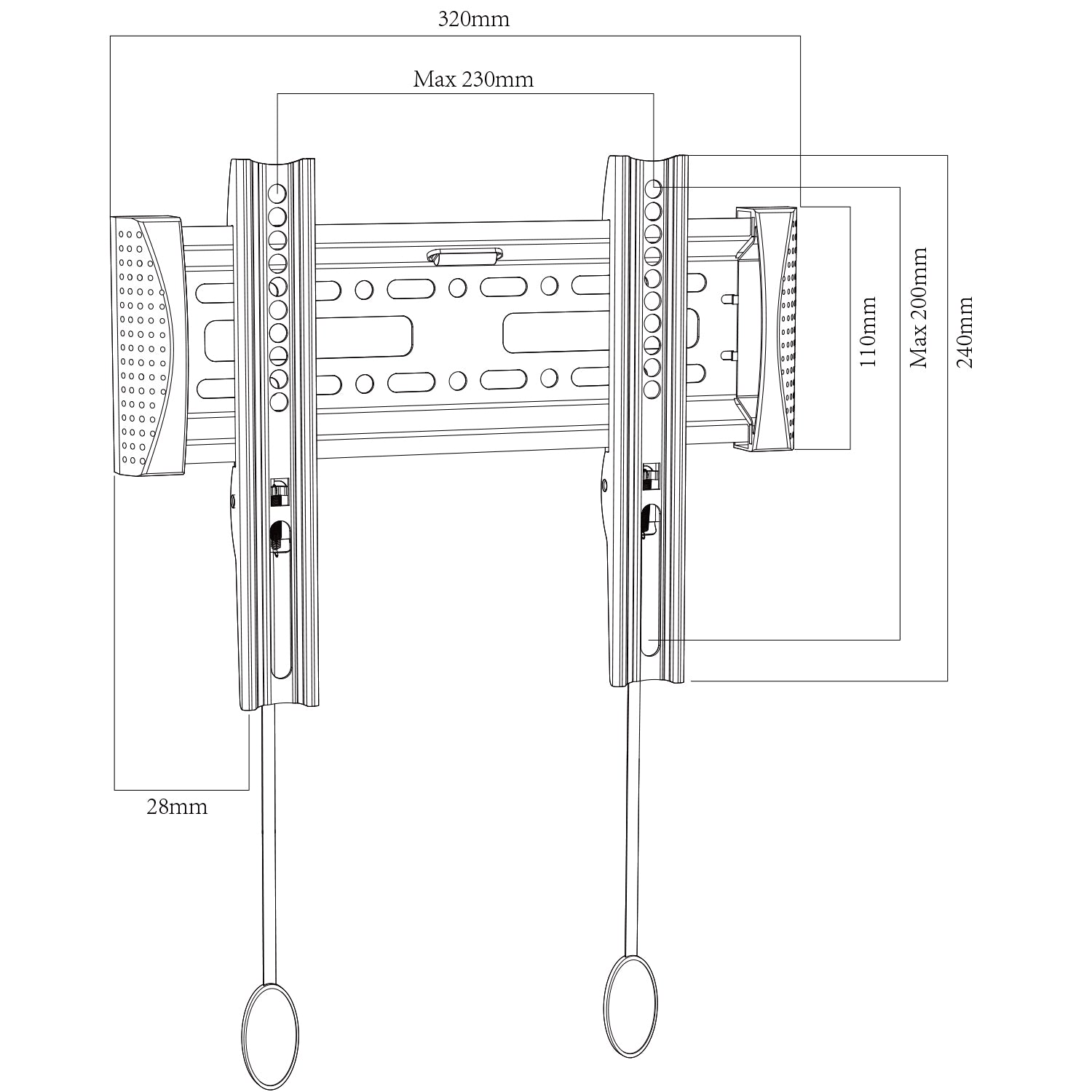 Fixed wall bracket mount with quick lock system 17-43inch PLB-1220C