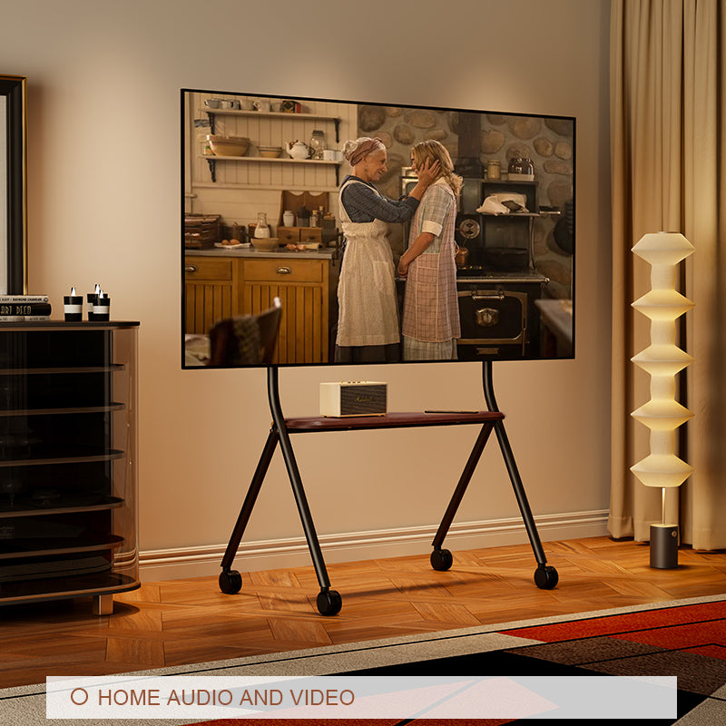 ORIENTED CLASSIC Art Mobile TV Stand Cart Mount Bracket with Wheels 32-90 inch White