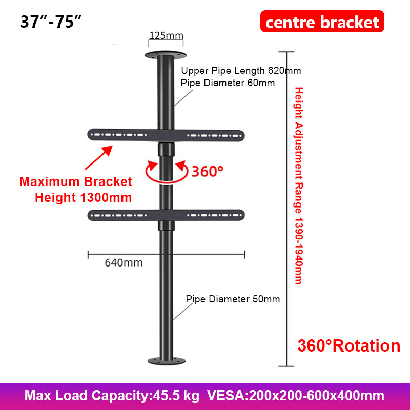 Axis Pro Floor to Ceiling TV Pole Bracket Mount Heavy Duty