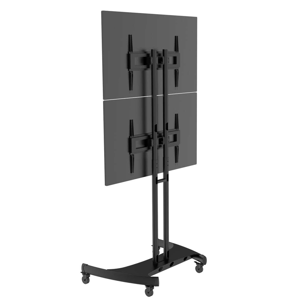 Dual Stacked TV Cart Two Screens Height Adjustable Lockable Wheels MC400