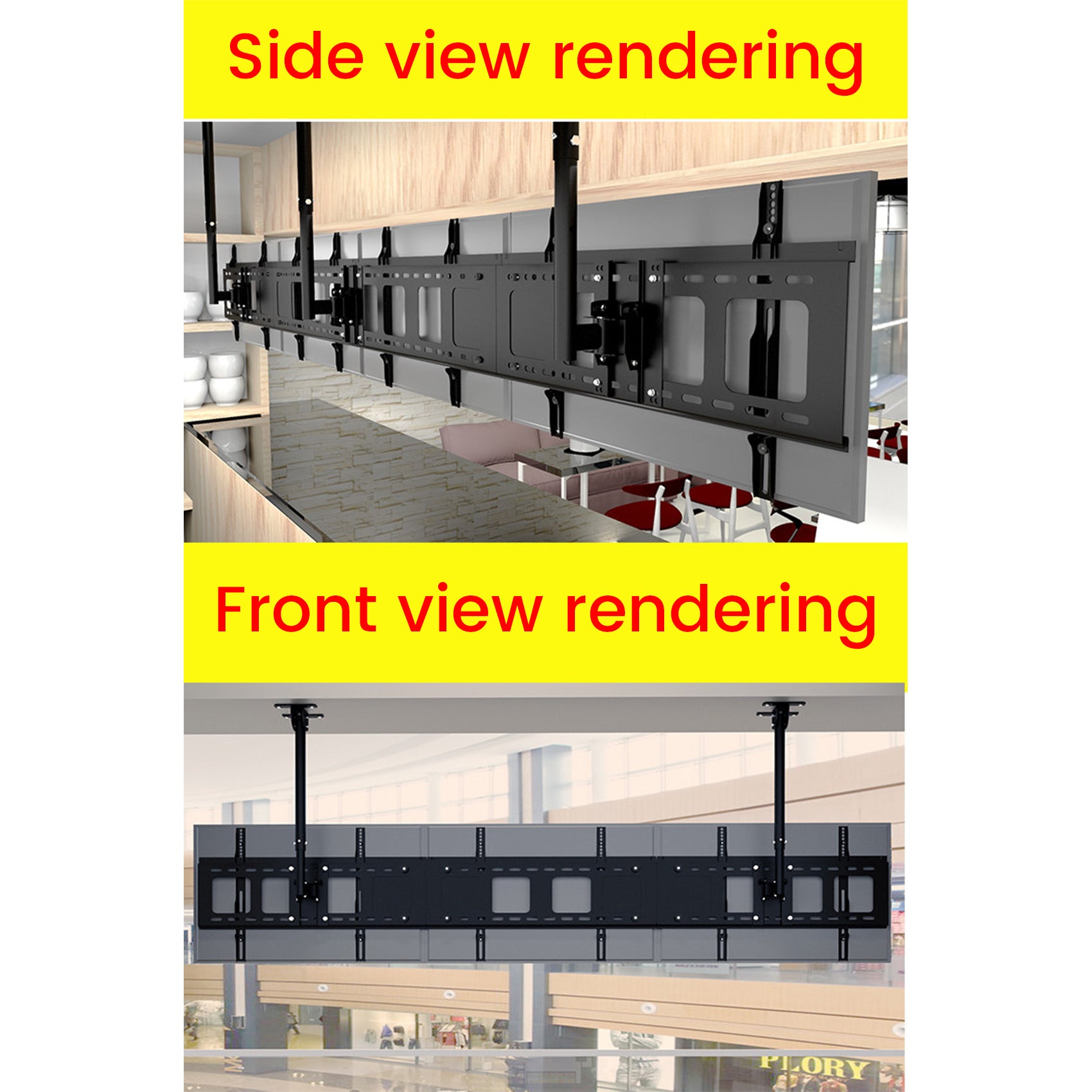 Heavy duty 3-4 screens ceiling mount menu board