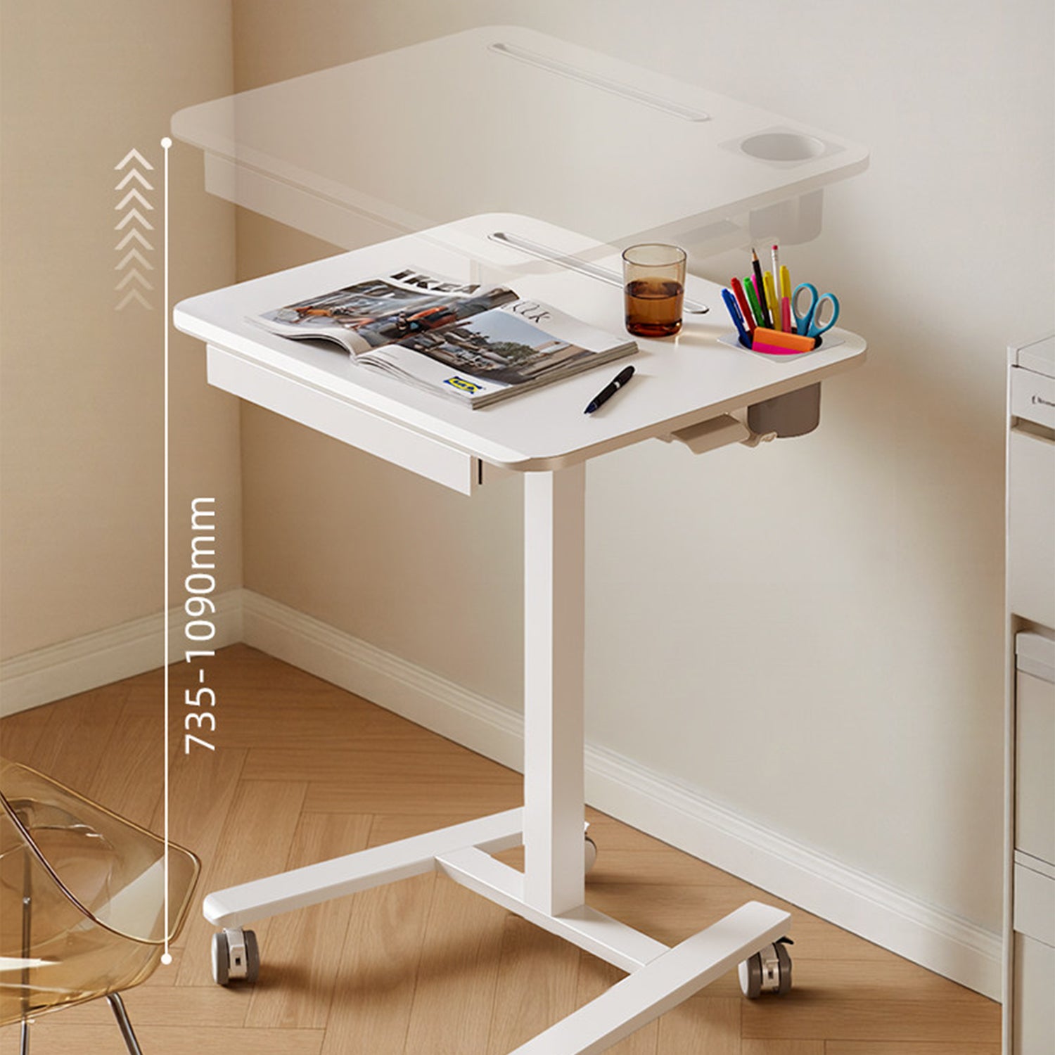 Mobile WHEELY Sit Stand Desk Work Station 600X500MM FA122ww