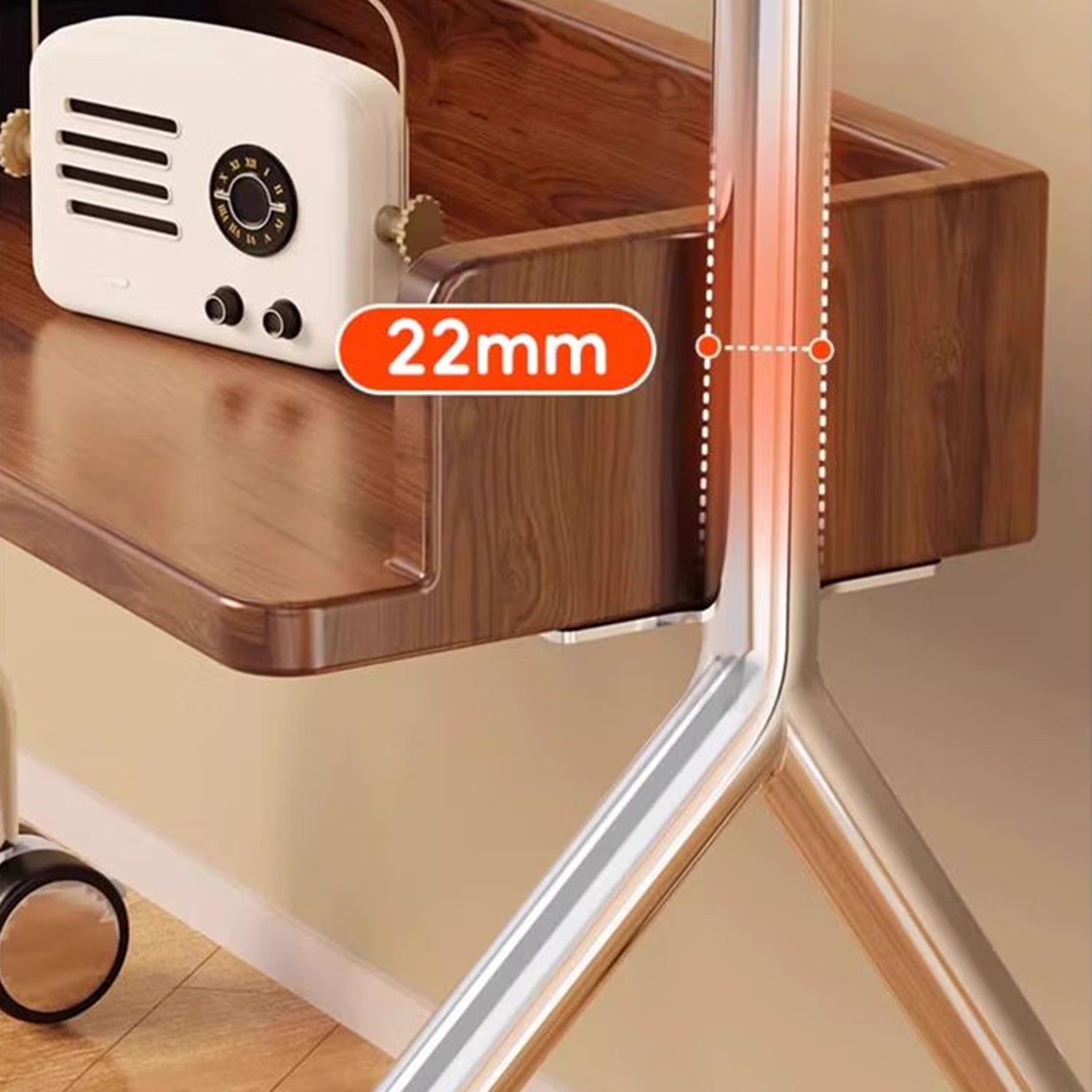 Nomad Solid Mobile TV TROLLEY stand Stainless Steel with Timber Shelf 32 to 75 inch