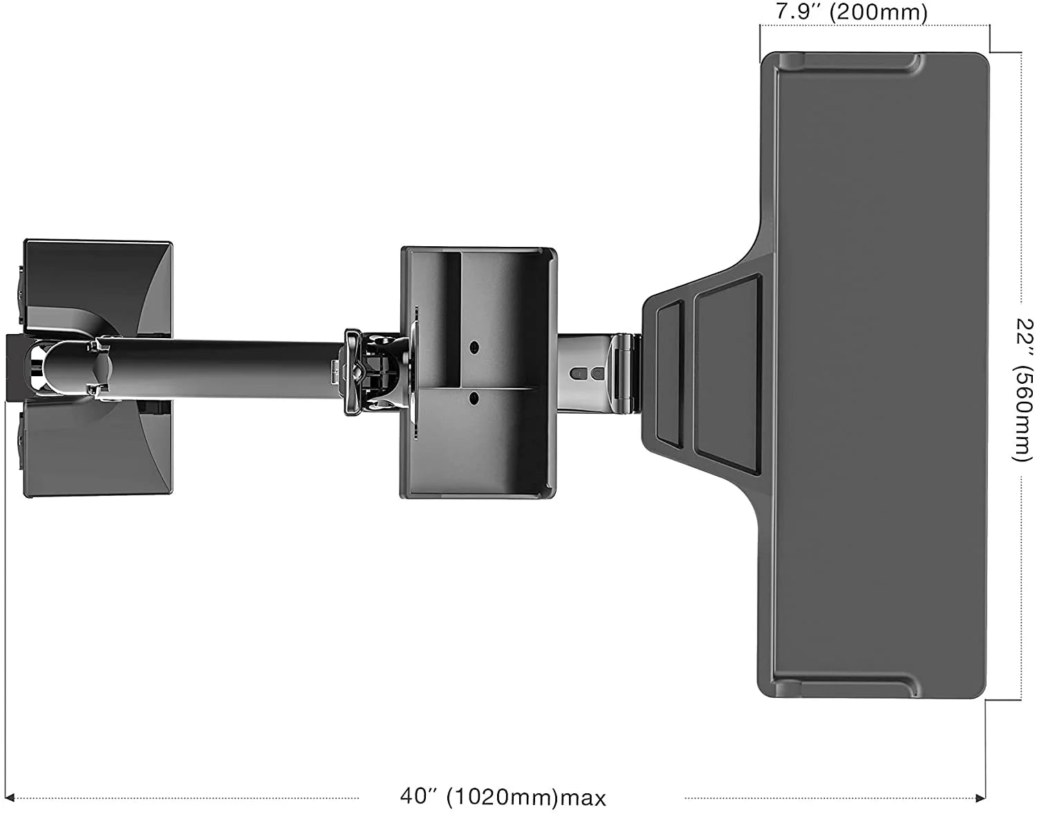 North Bayou Sit and Stand Workstation VESA Monitor Desk Mount, Keyboard Tray and Gas Strut Full Motion Swivel Arm NB35
