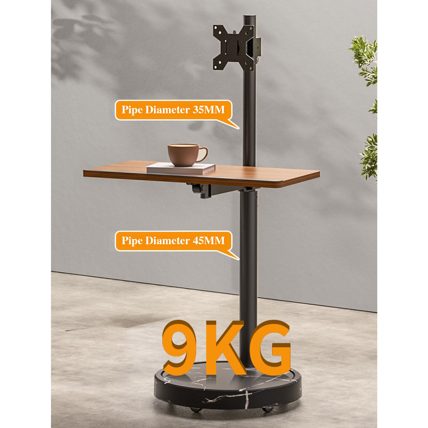 TV Monitor floor mobile stand VESA 200 black marble base-vesa 200 floor stand