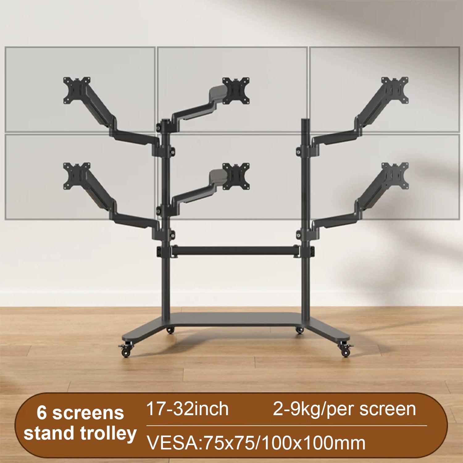 Multiple screen Stand Cart Mount Bracket trolley gas arm metal