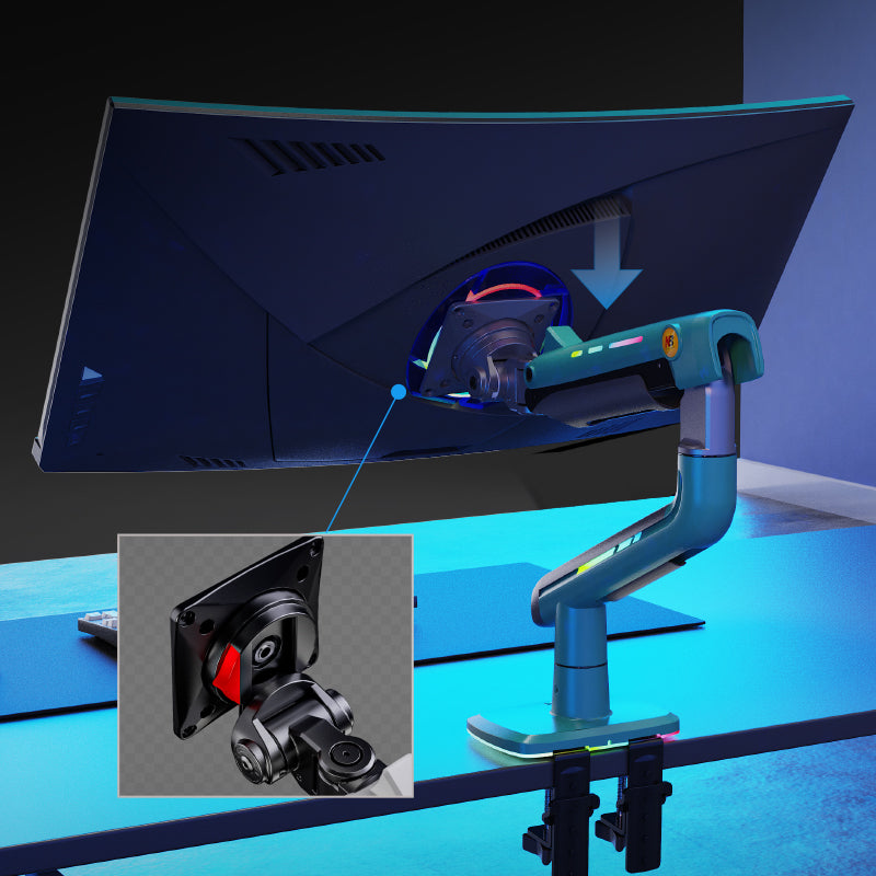 GREEN RGB LIGHT Gaming Monitor Arm for Flat/Ultrawide/Curved Mount k5