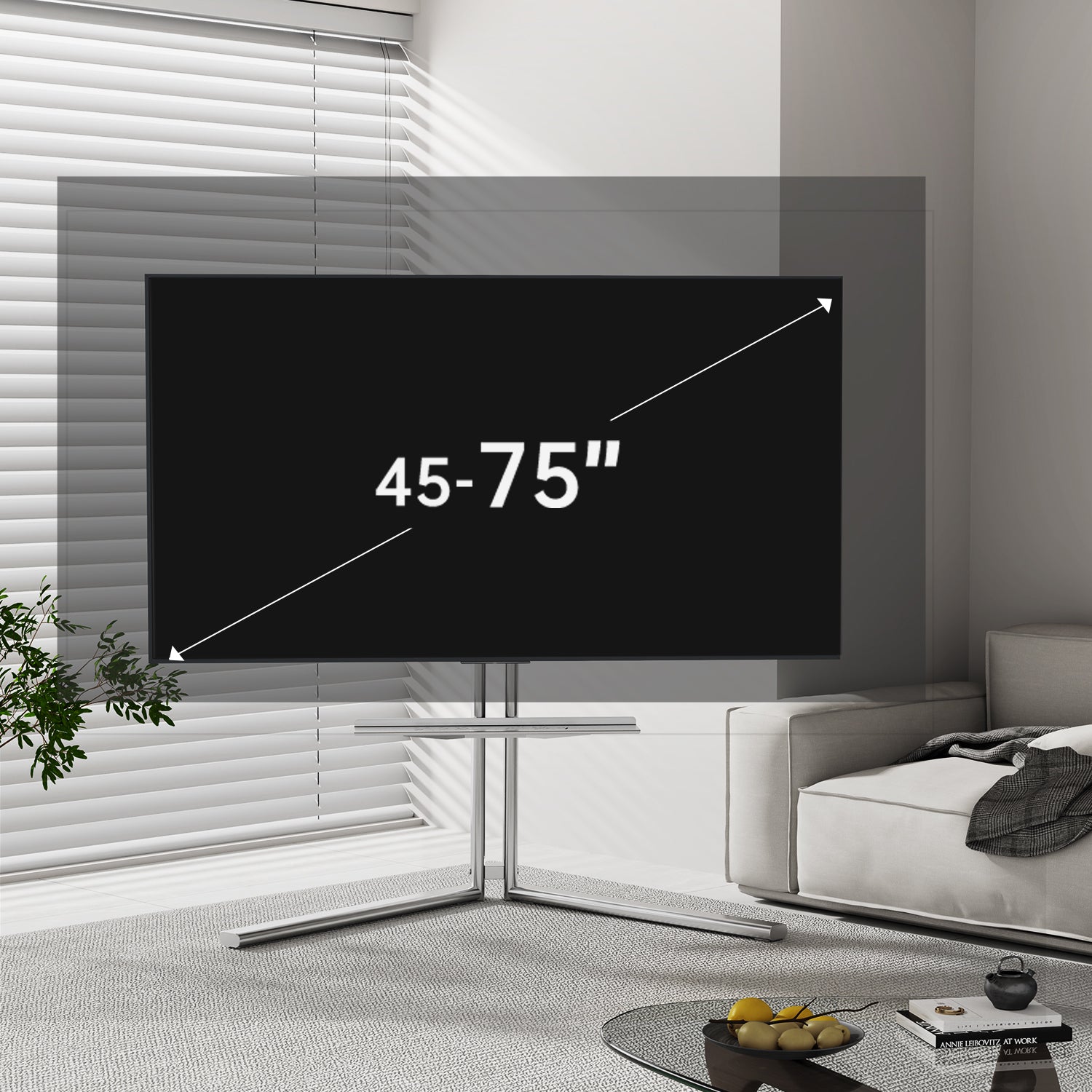 Pinnacle TV Art Mobile Stand stainless steel 32 to 65 inch