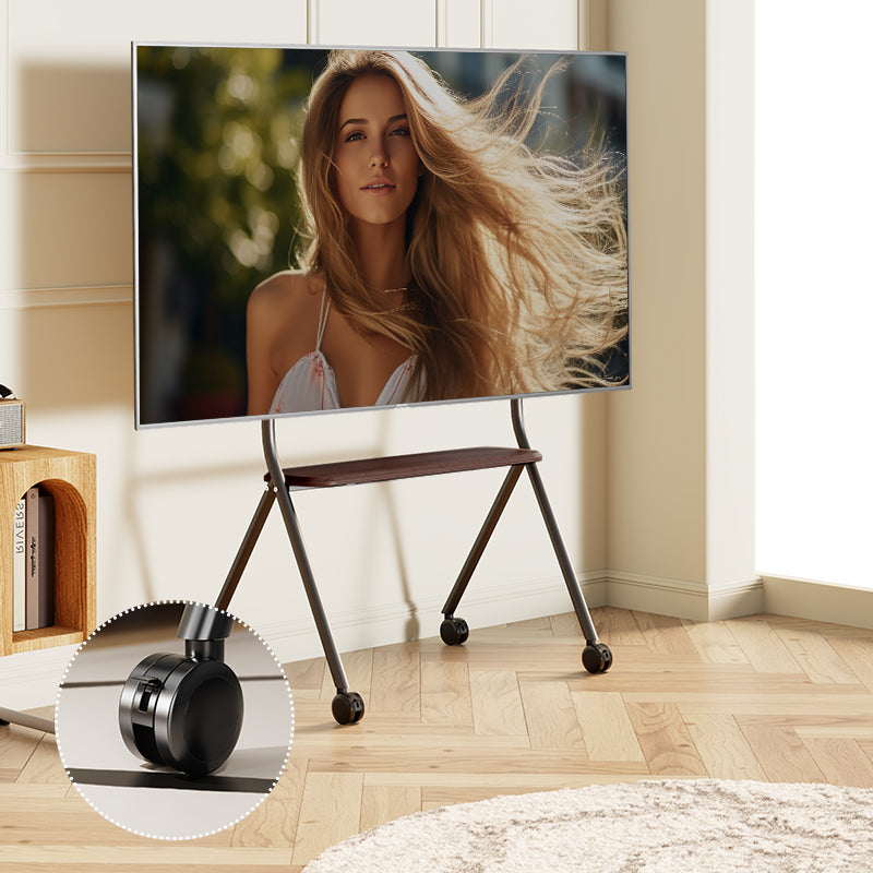 ORIENTED CLASSIC Art Mobile TV Stand Cart Mount Bracket with Wheels 32-90 inch White