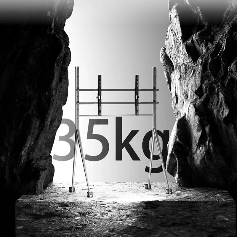 Silver Sleek Rolling TV Stand Modern TV Mount with Wheels for 45-75 Inch TVs | 8K Mirror Finish