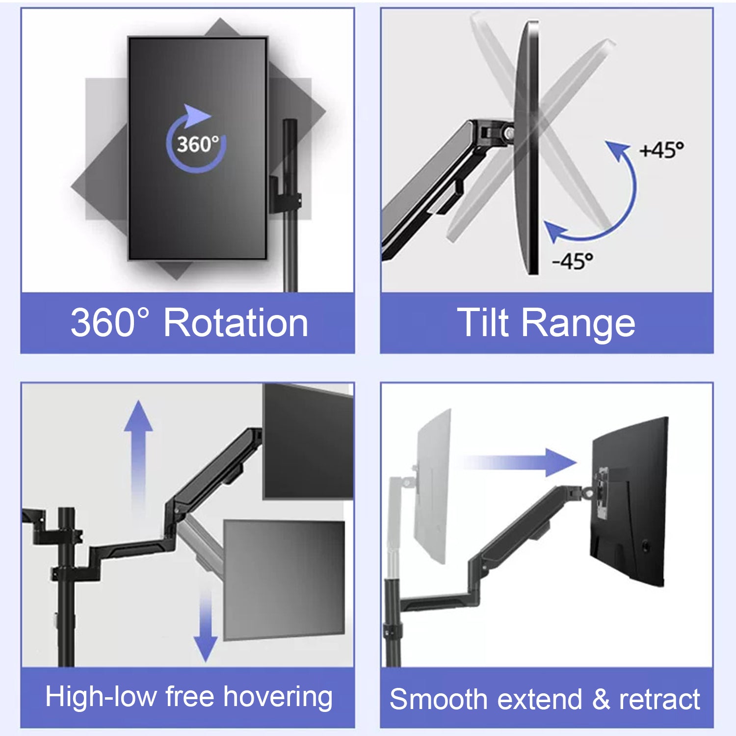 Multiple screen Stand Cart Mount Bracket trolley gas arm metal