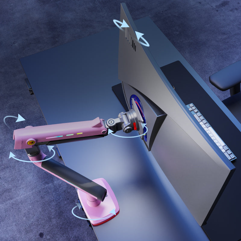 PINK RGB LIGHT Gaming Monitor Arm for Flat/Ultrawide/Curved Screen J5