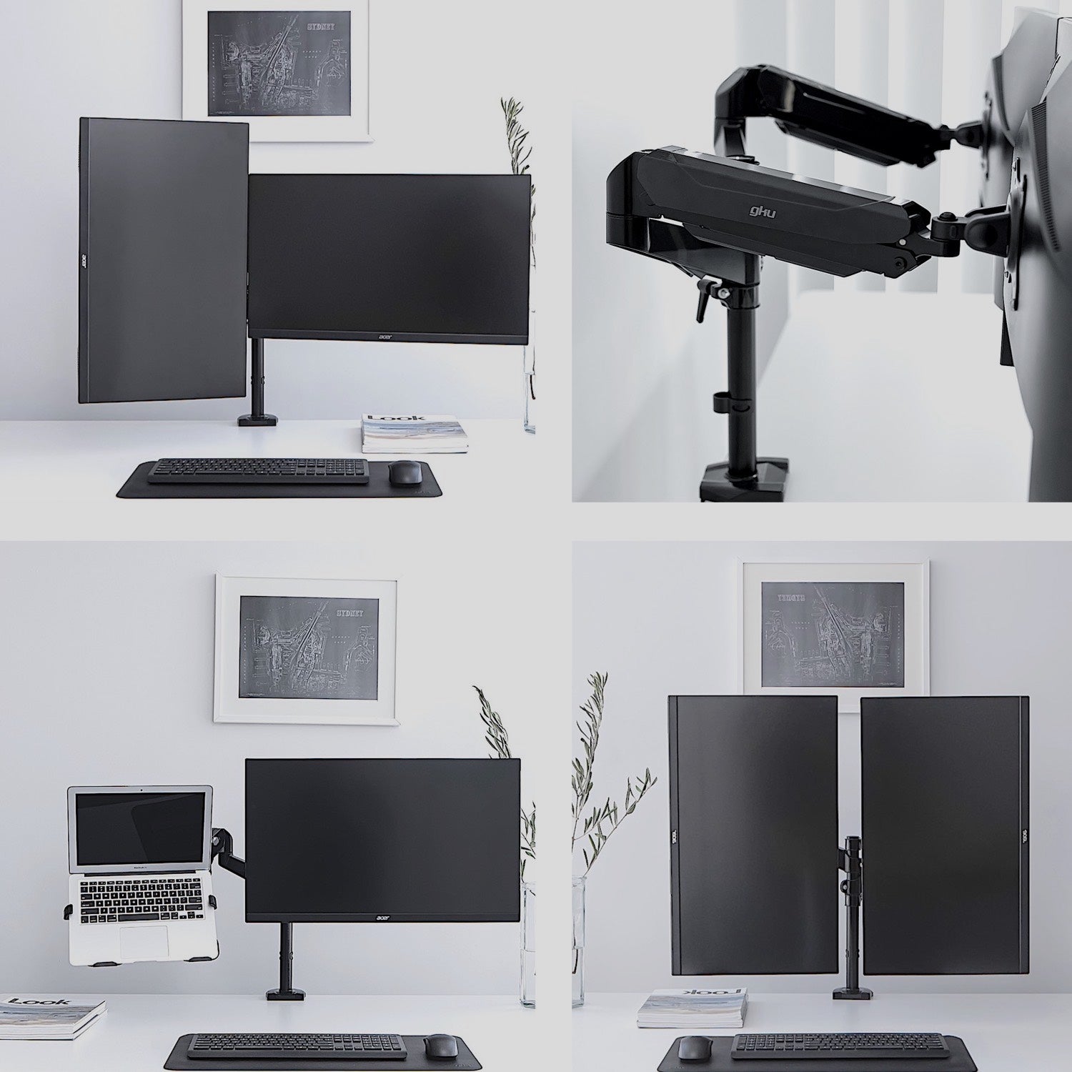 gku™ PRO-Riser V2 Dual LCD Monitor Desk Mount