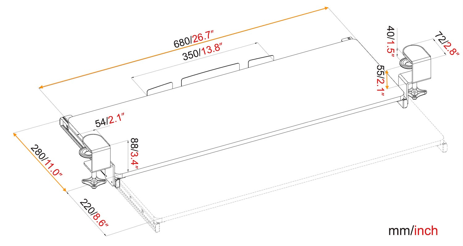 GKU Underdesk Keyboard Tray XL Size